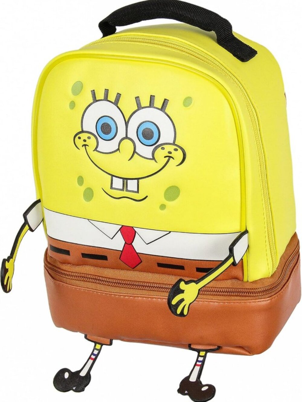 SpongeBob SquarePants Character Lunch Box Bag - Dual Compartment, 9" Fun Design